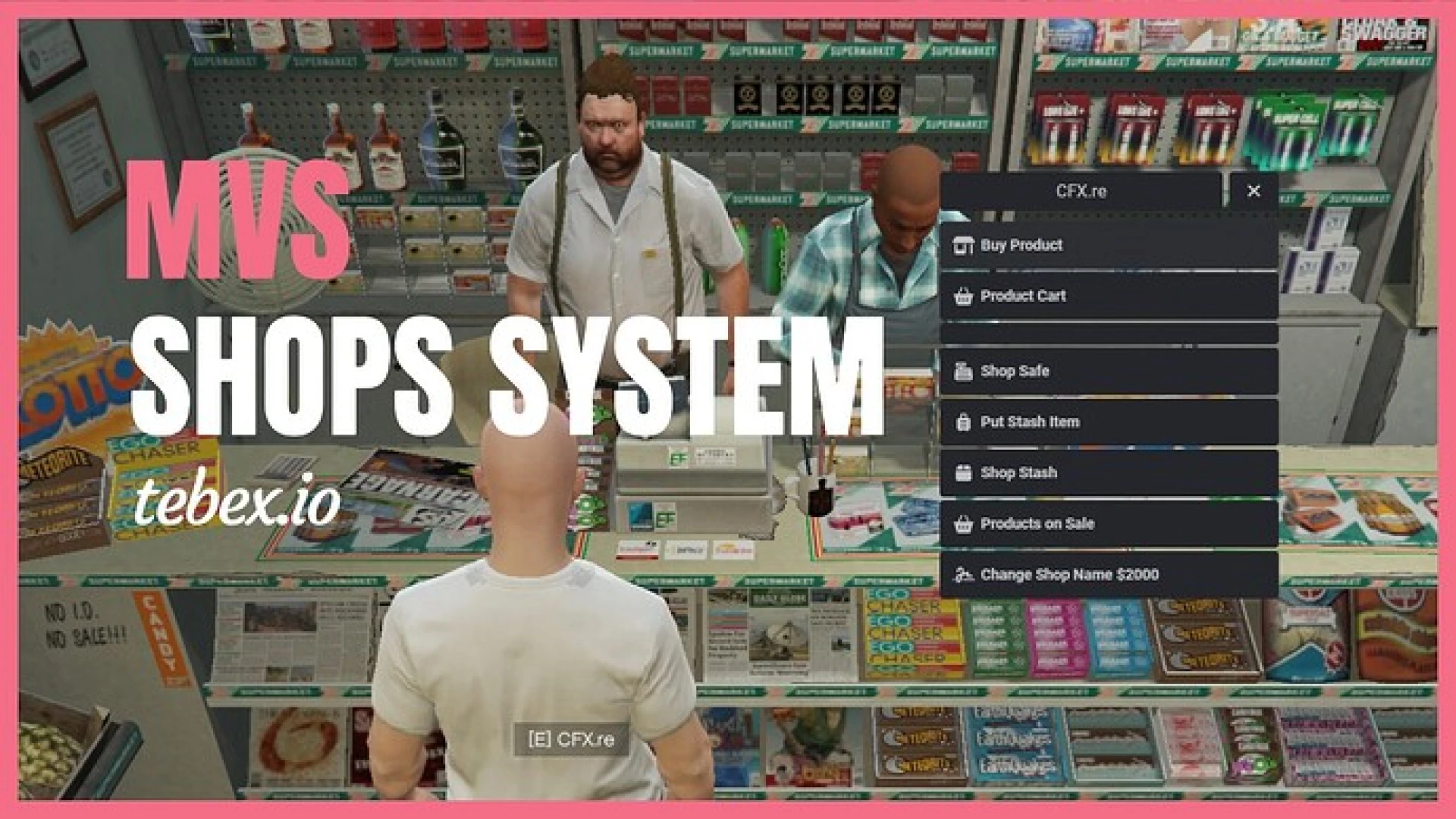 Shops Purchase System menu open in a FiveM roleplay store