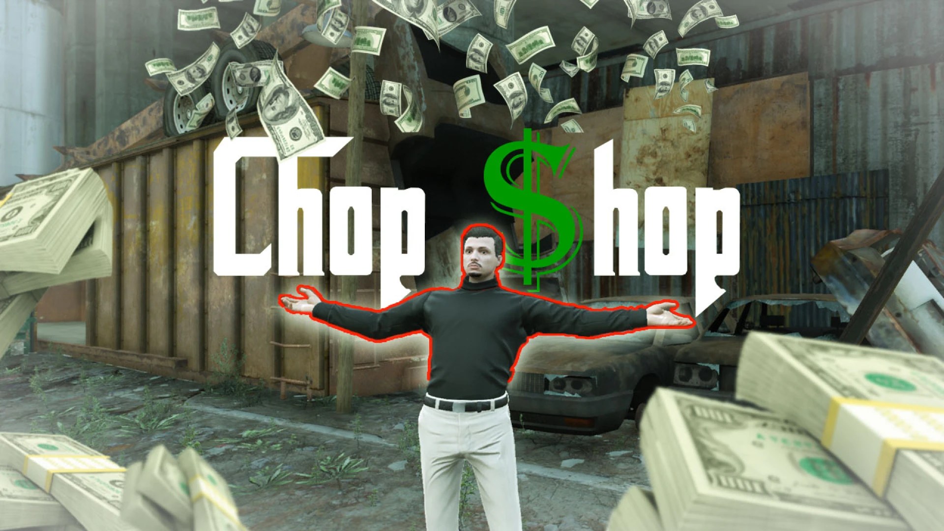 Simple chop shop where a FiveM player dismantles a stolen vehicle for parts
