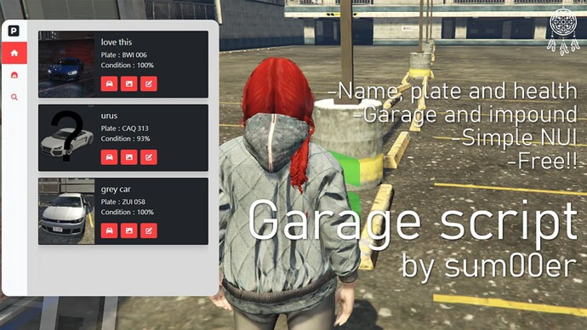 Simple NUI garage system vehicle list in FiveM