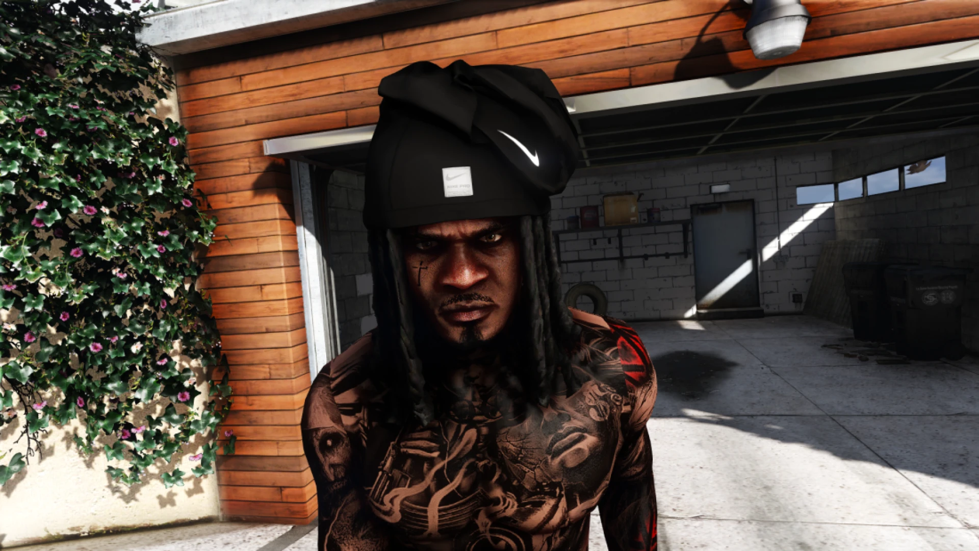Ski mask with dreads worn by a FiveM MP Male gang character