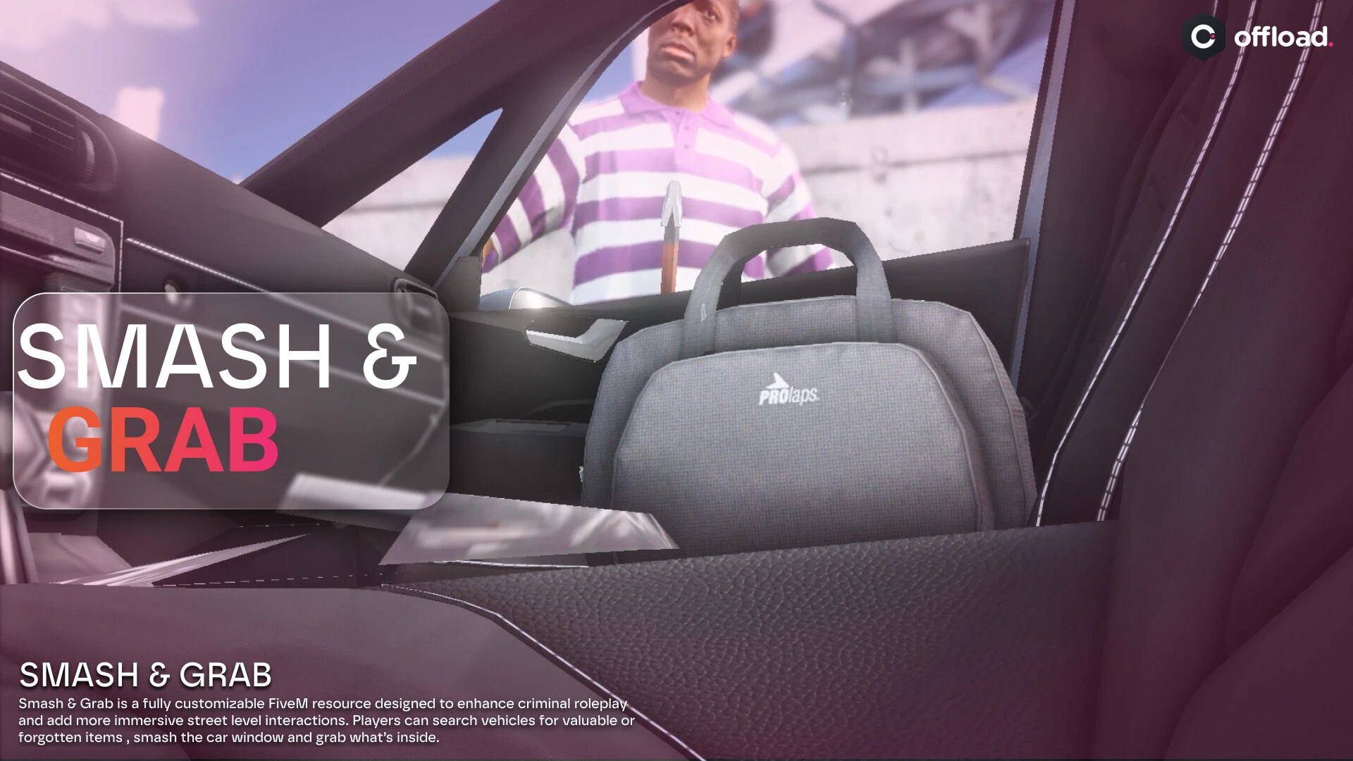 Smash & Grab Vehicle Loot FiveM script — smashing a car window for loot