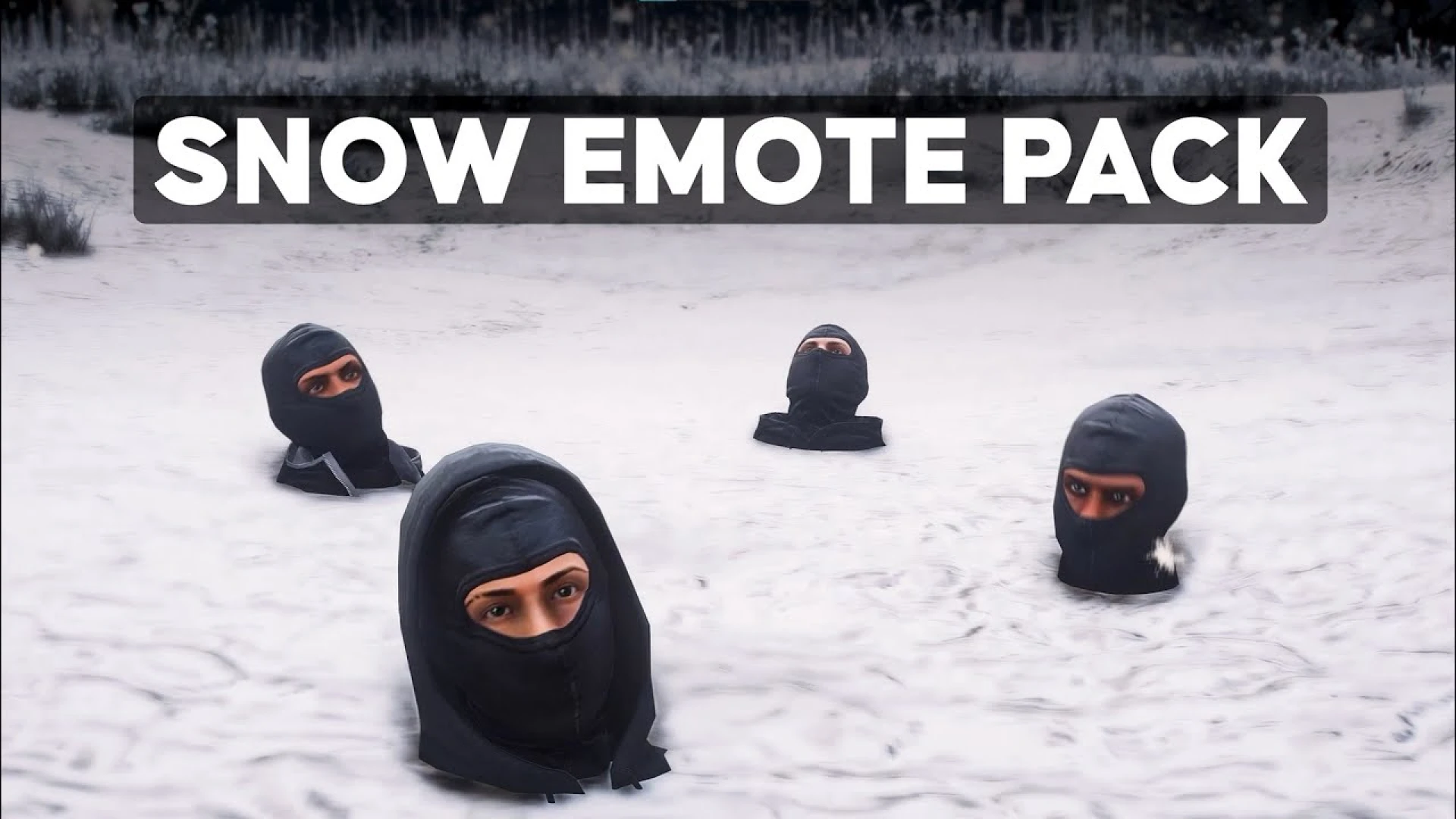 Snow emotes animation performed by a FiveM character in winter