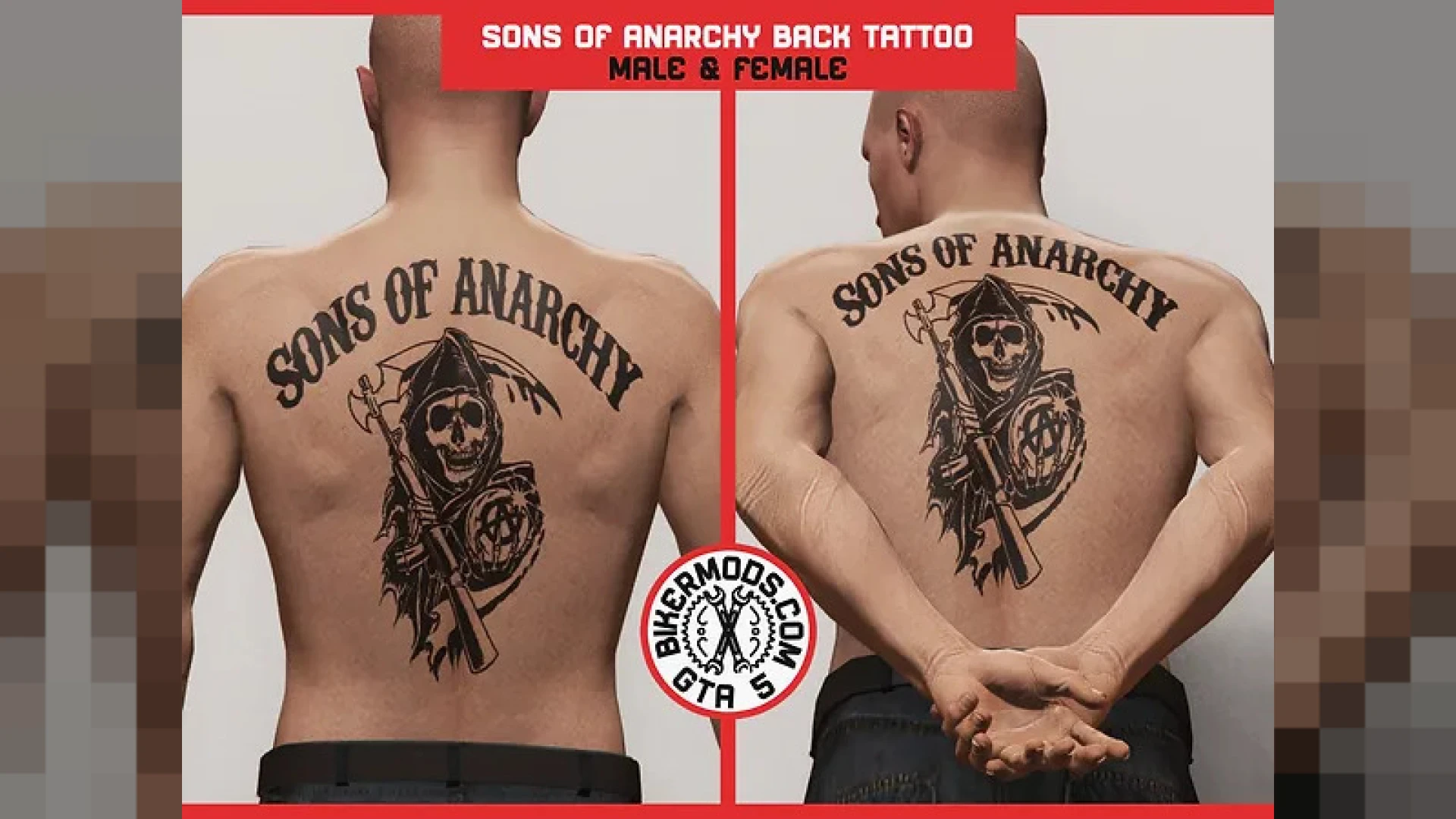 Sons of Anarchy tattoo shown on an MP Male freemode back in FiveM