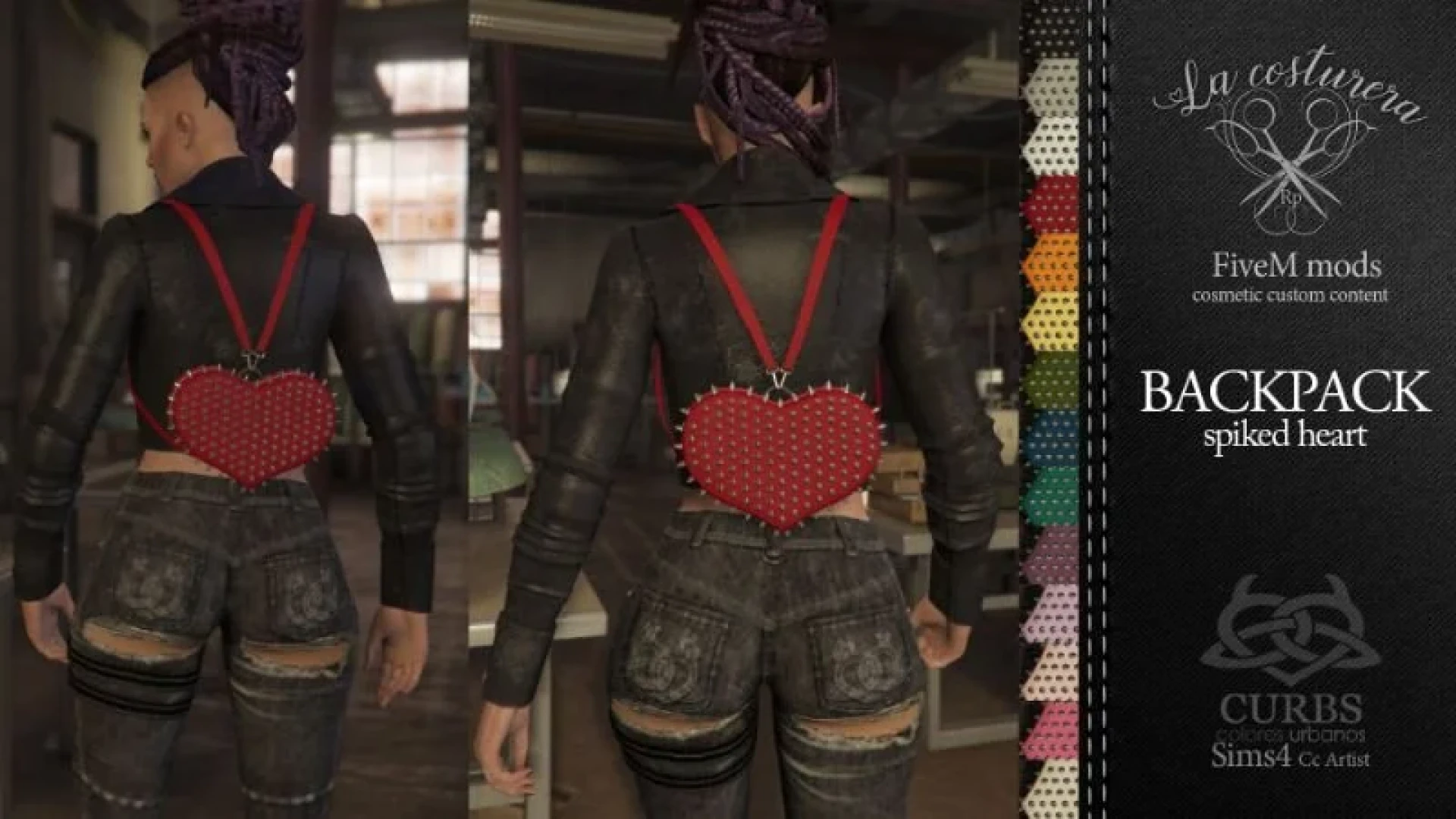 Spiked Heart Backpack worn by a FiveM freemode character