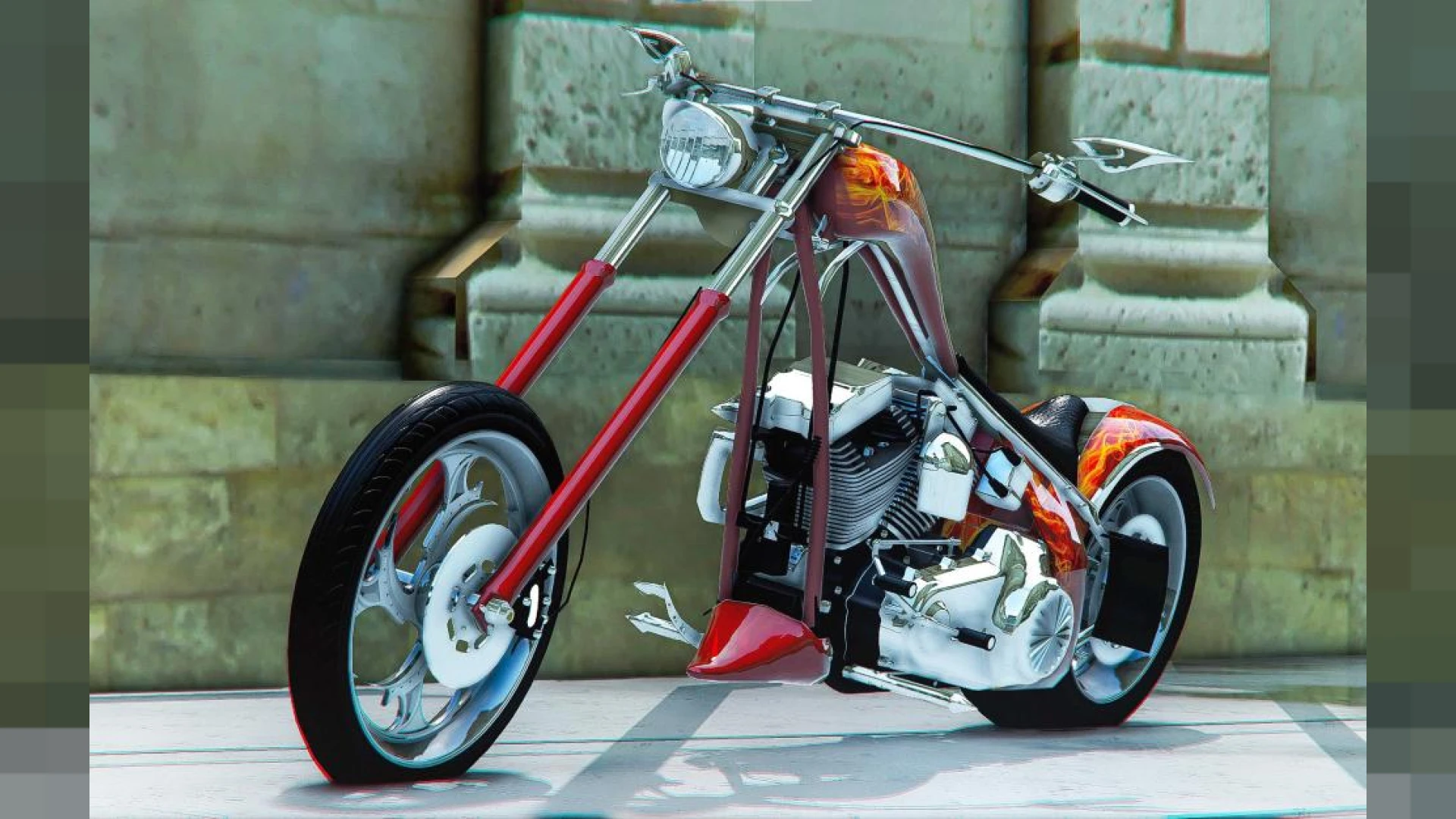 Custom sport motorcycle add-on for FiveM parked on a city street