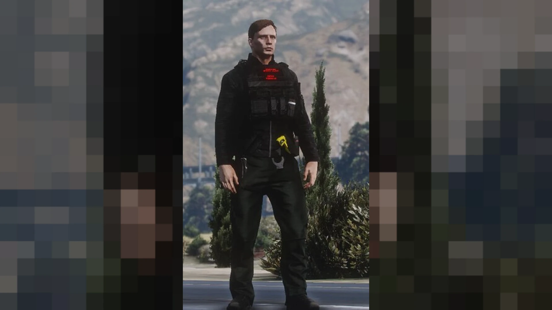 Staff vests for MP male and female shown on FiveM admin characters