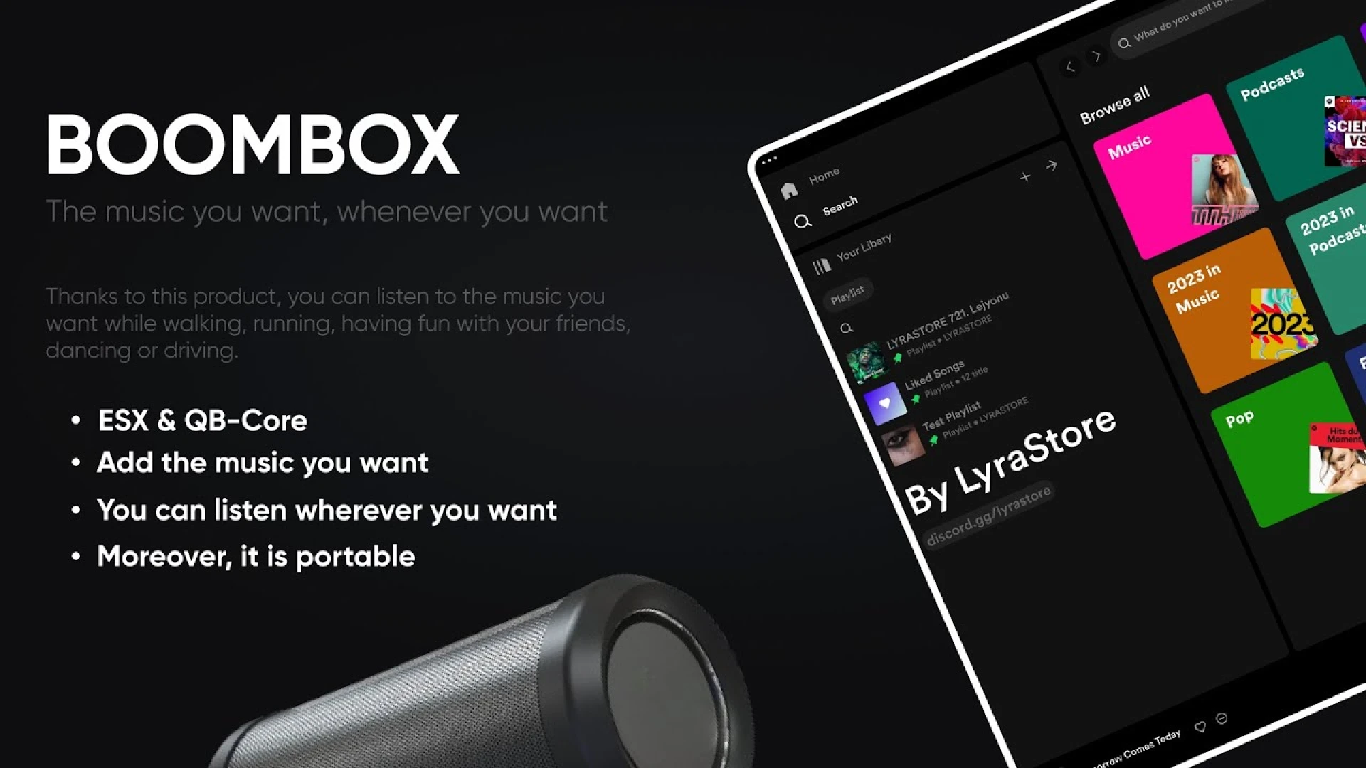 STG BoomBox FiveM script — character carrying a boombox playing music