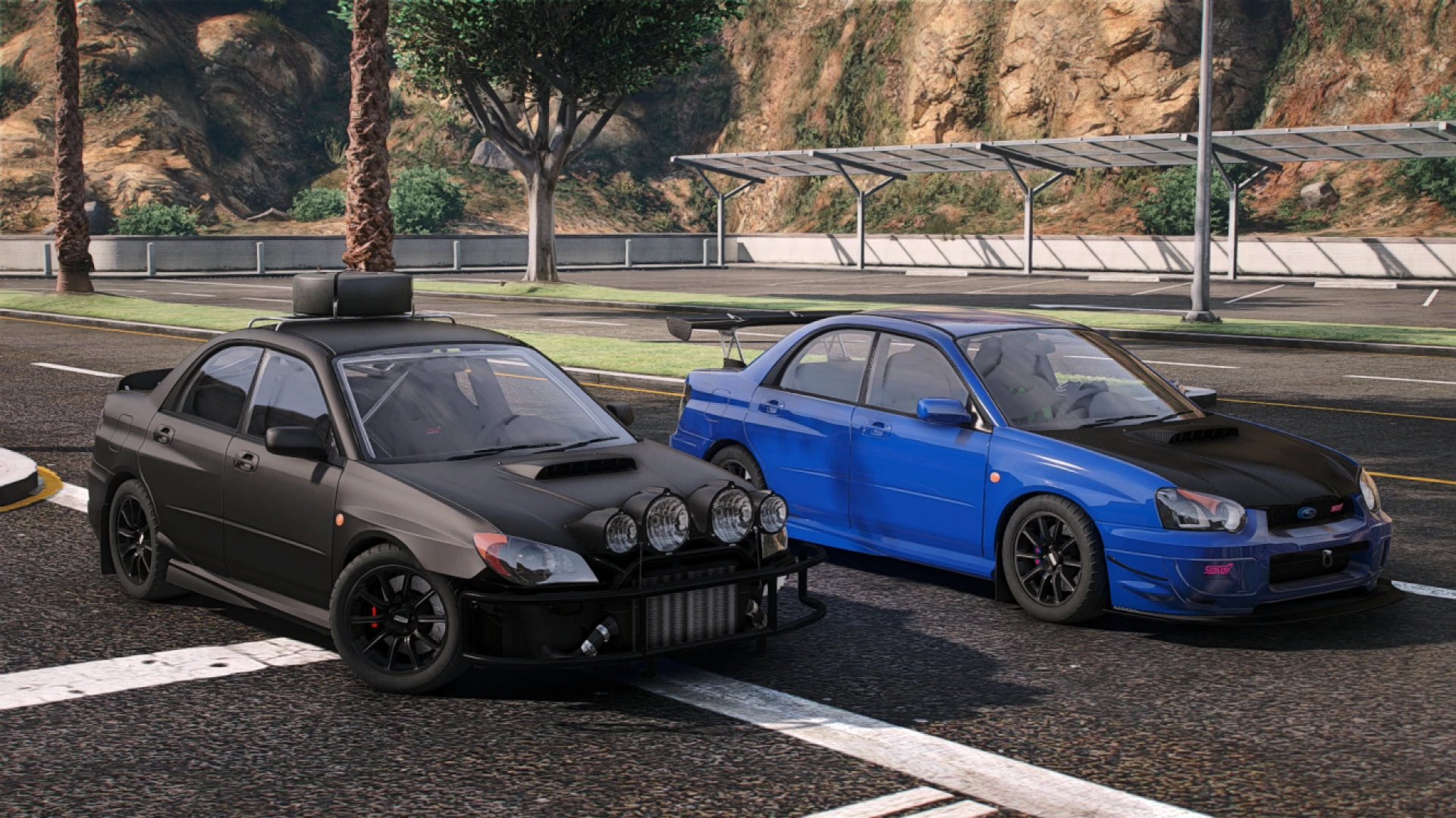 Subaru Impreza WRX STI Tuning Pack car at a FiveM tuner meet