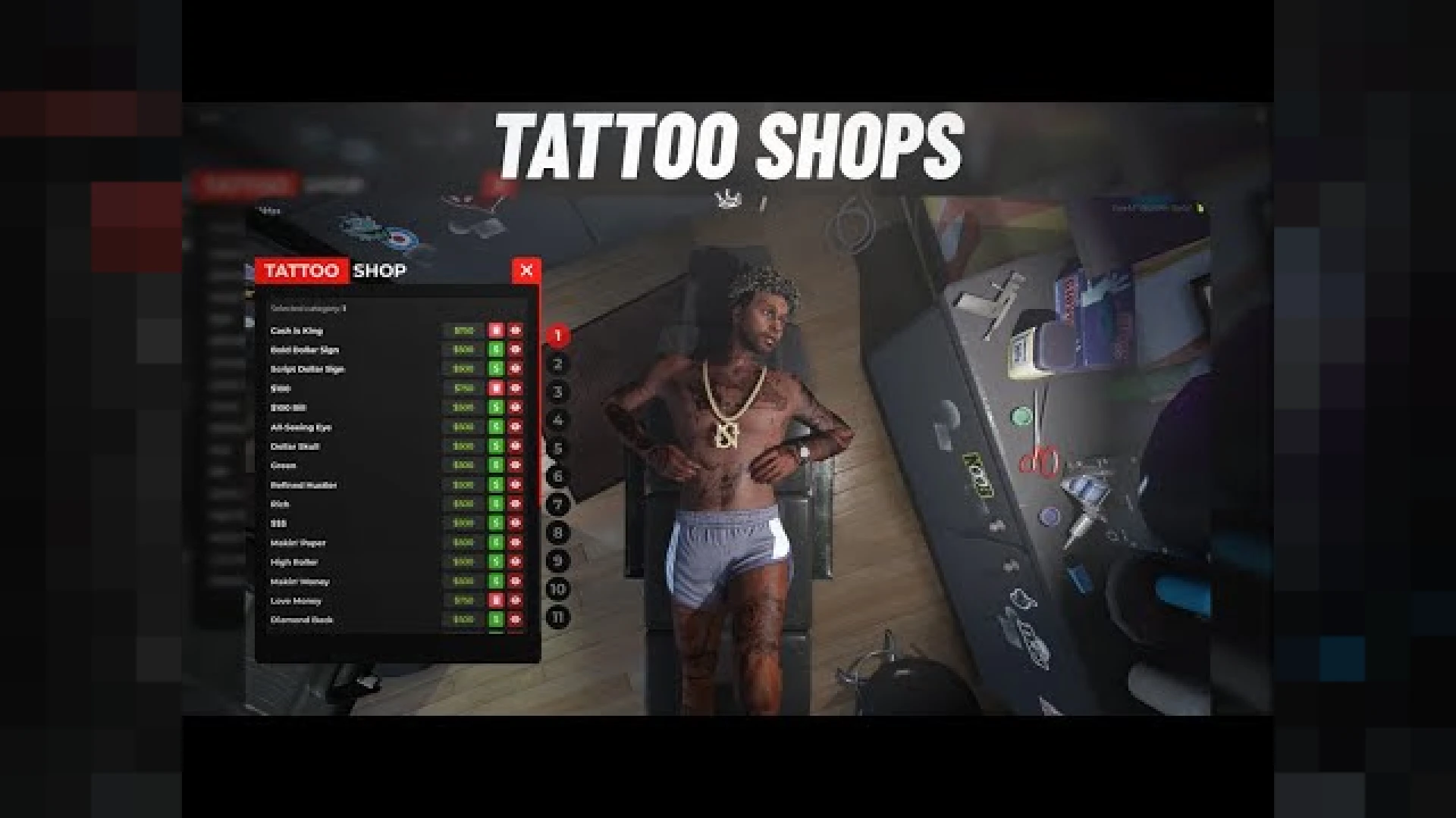 Tattoo Shop FiveM script — tattoo parlor preview interface