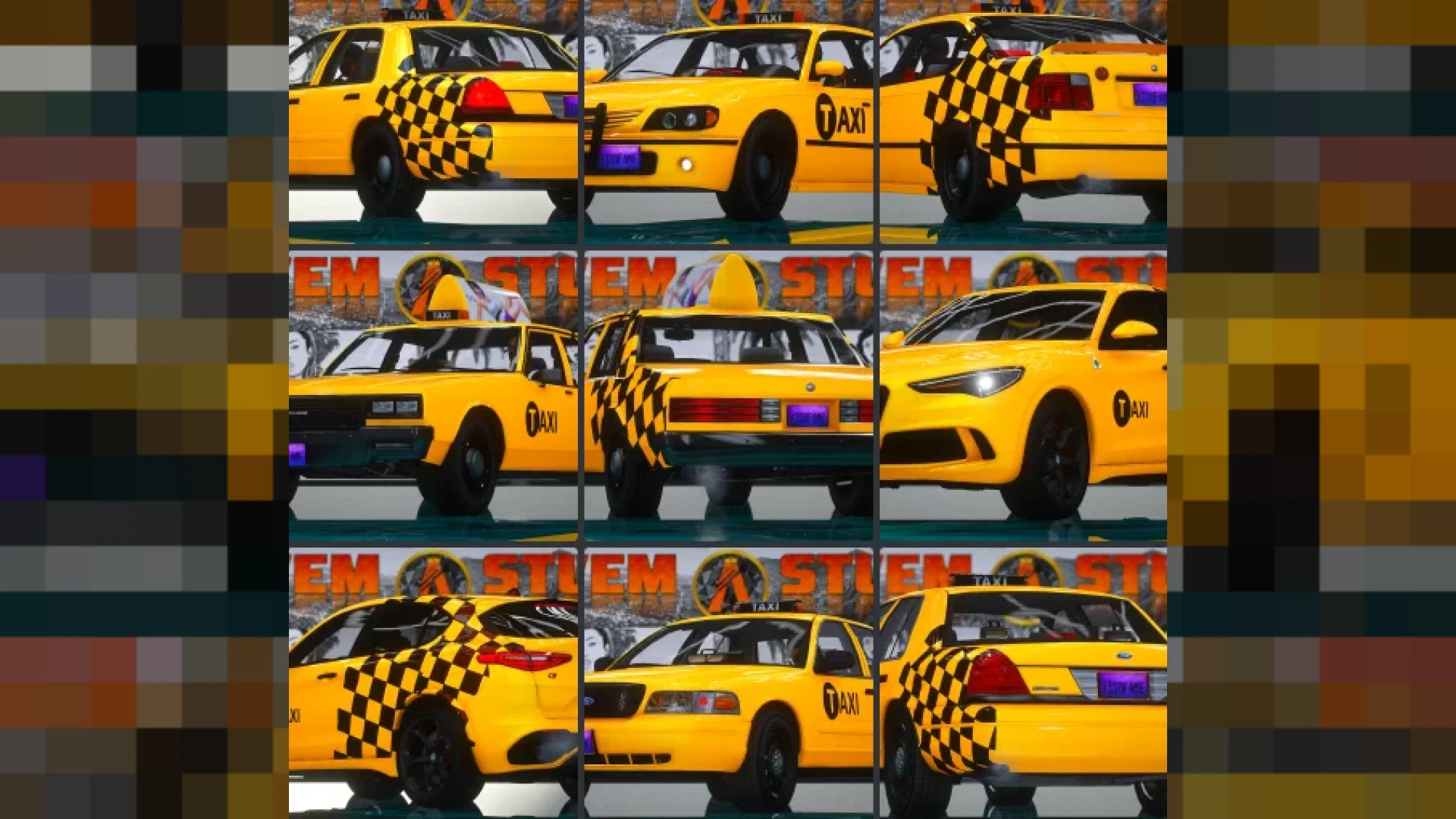 Taxi Car Pack lore-friendly FiveM taxis with liveries and taxi signs