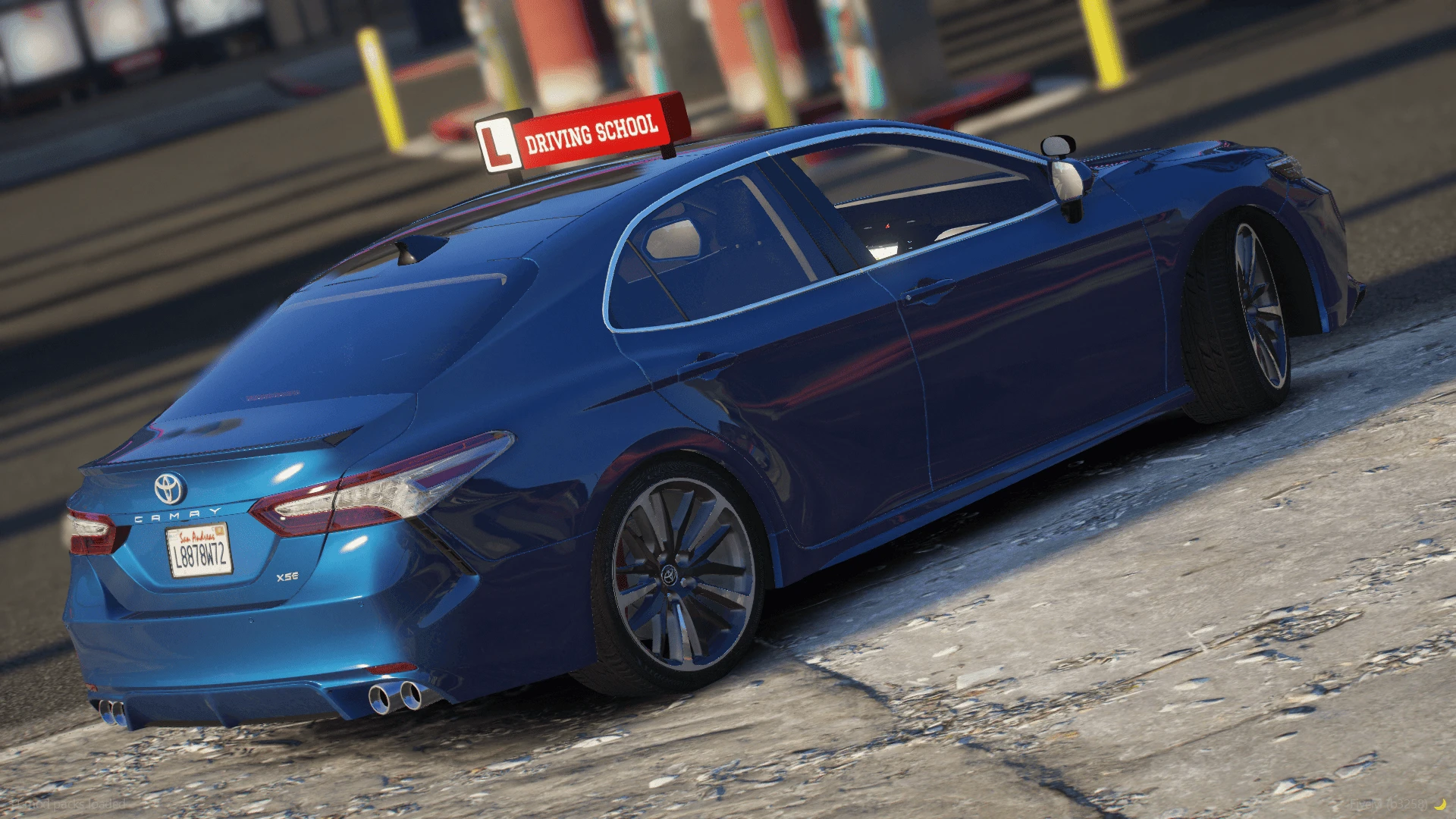 Toyota Camry XSE 2018 sedan parked outside a FiveM driving school — view 2