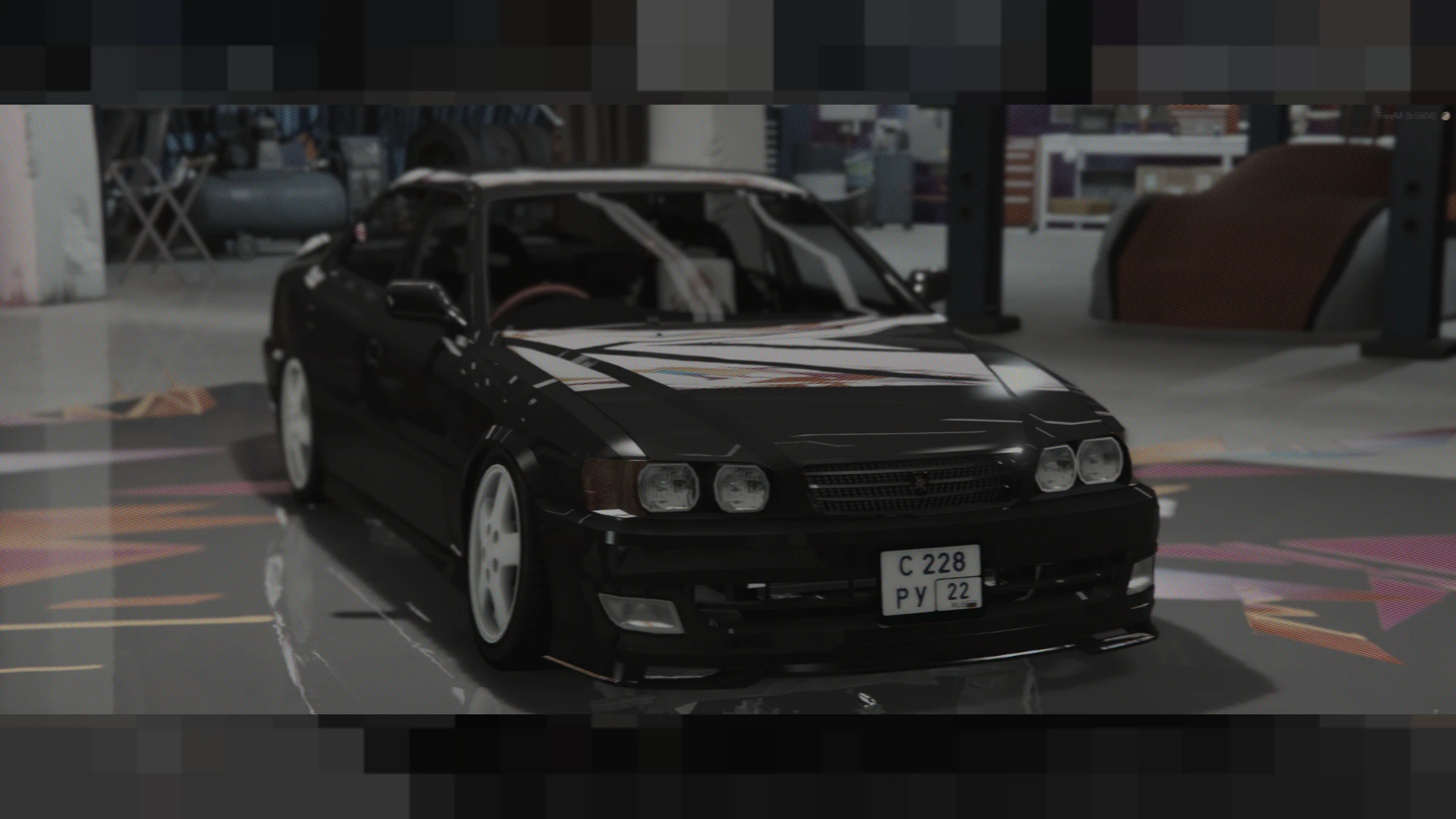 Toyota Chaser LSX100 FiveM drift sedan front three-quarter view