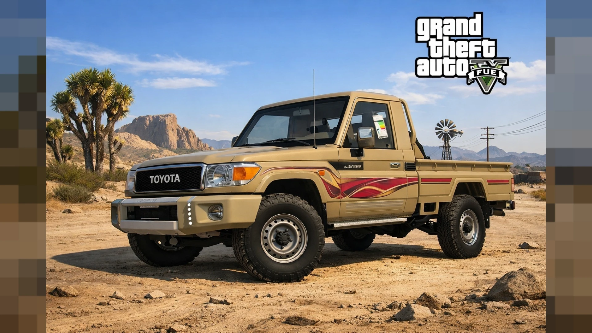 Toyota Land Cruiser V6 SUV with sound mod driving off-road in FiveM