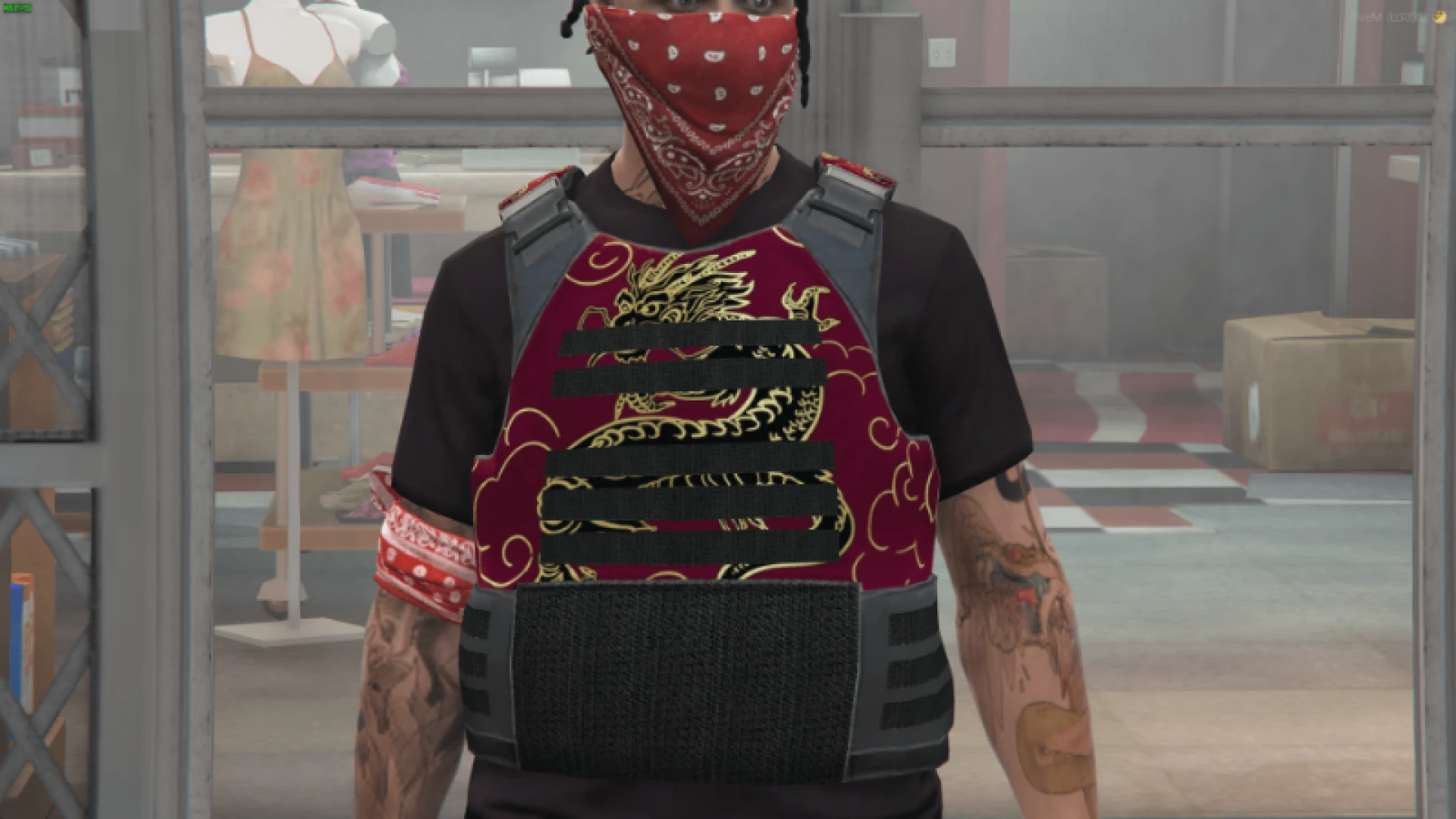 Triads vest worn by an MP Male gang character in FiveM