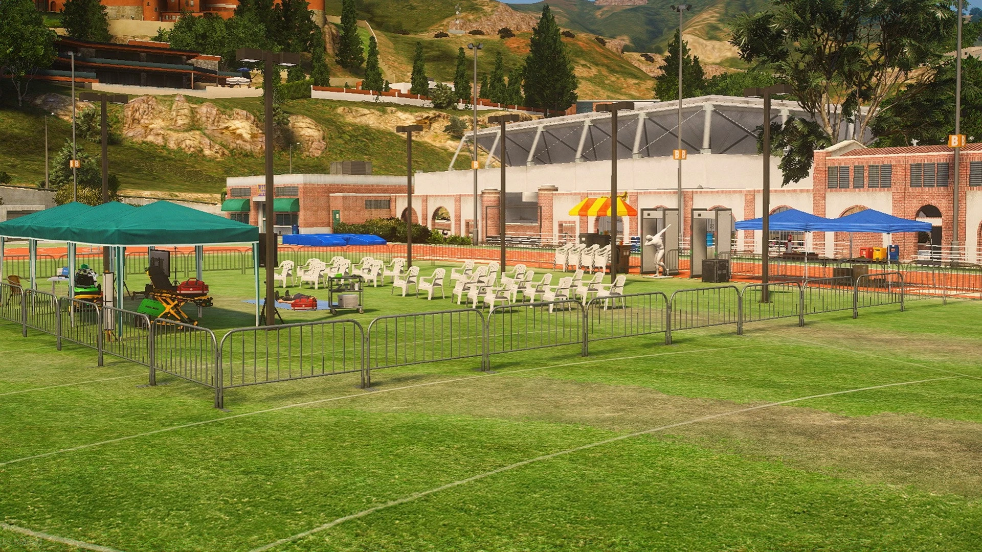 EMS training area with practice scenarios and medical props in FiveM
