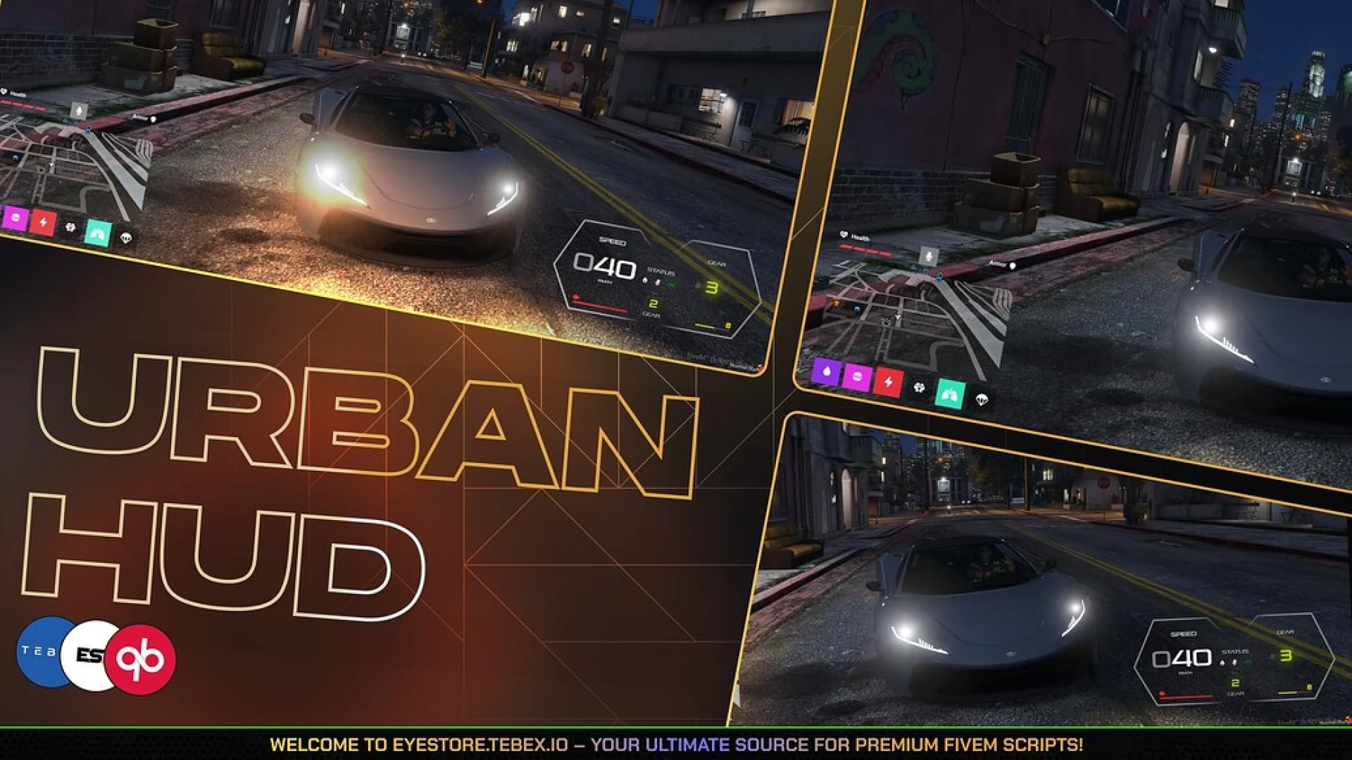 Urban HUD FiveM hud — stylish urban status and speedometer overlay
