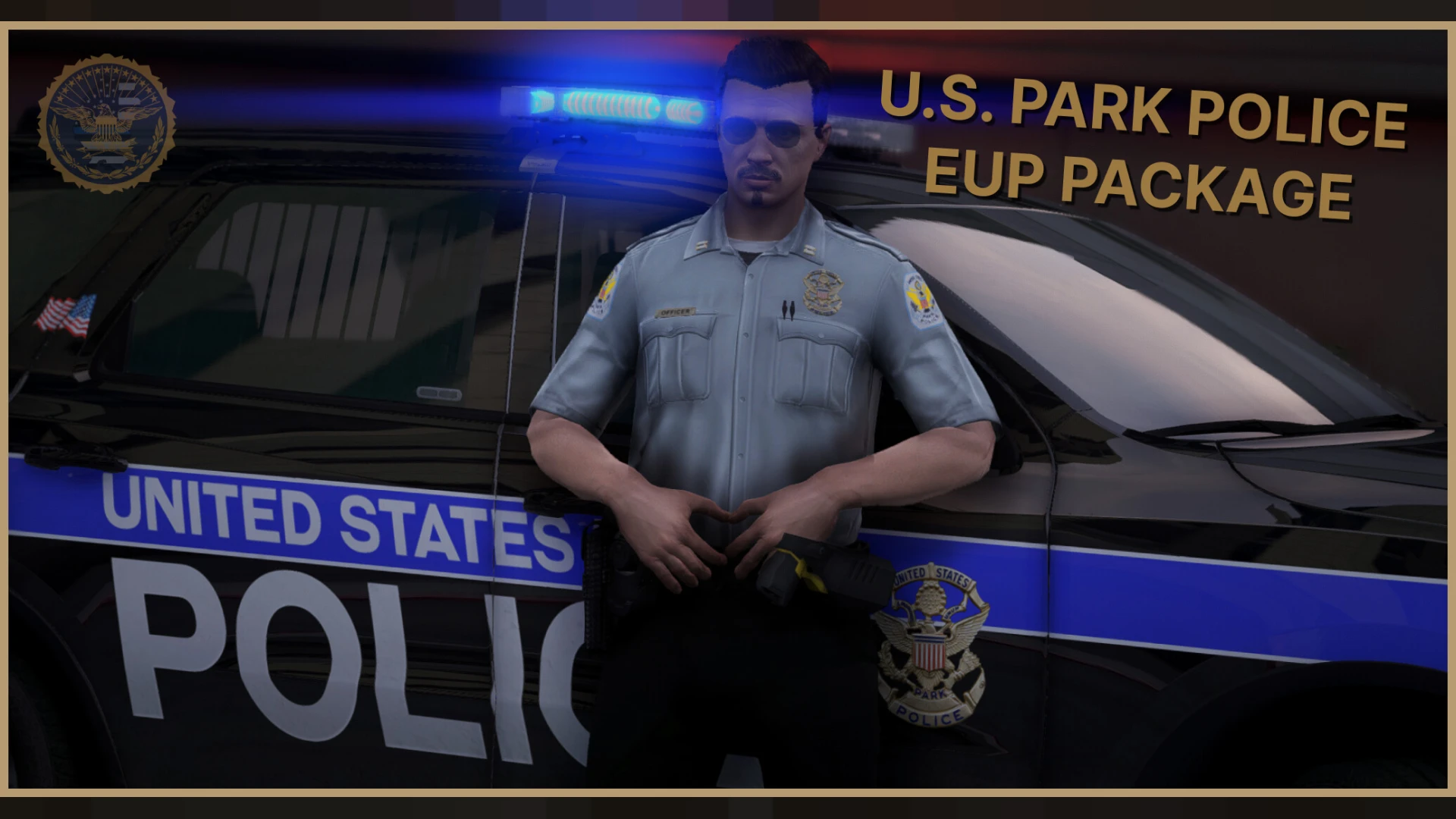 US Park Police EUP uniforms lined up on FiveM officer peds