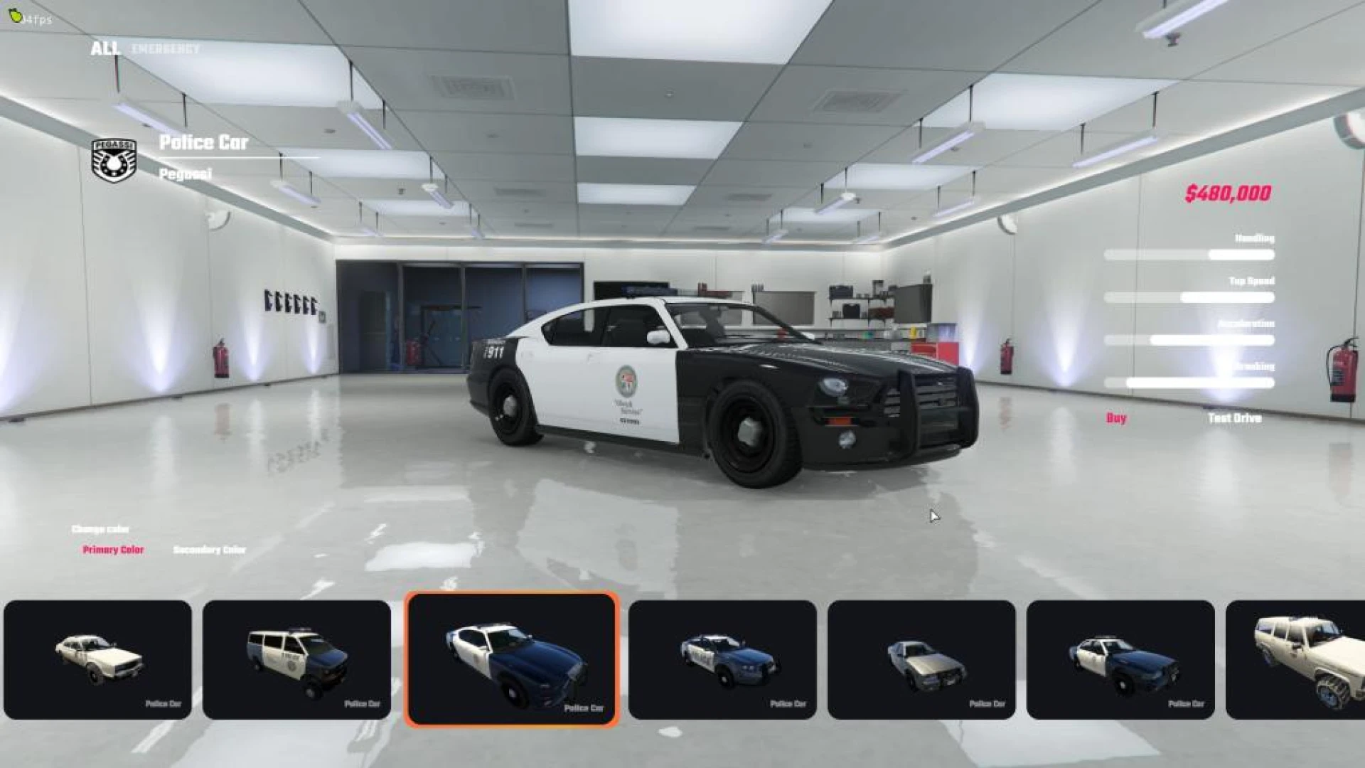 Vehicle shop script dealership menu with test drive option