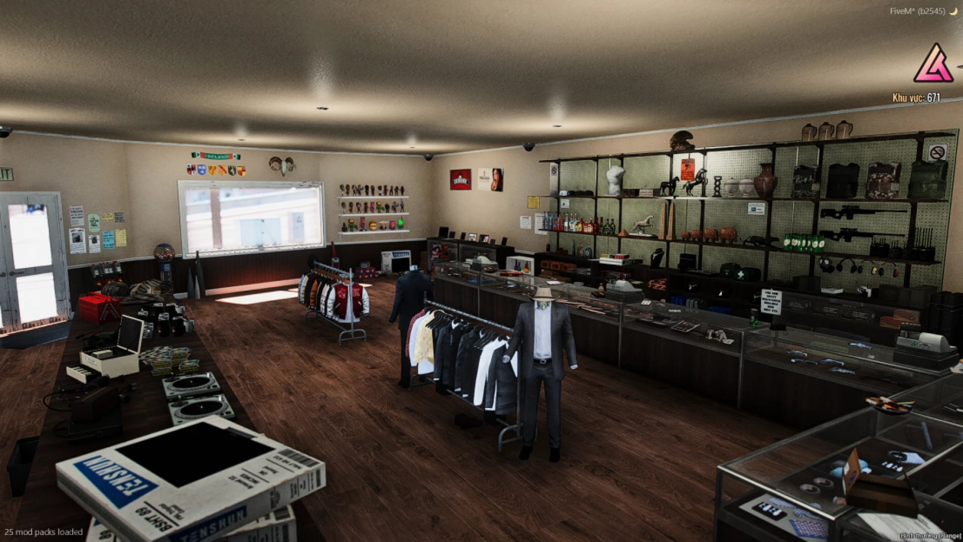 Vinewood pawn shop MLO counter and display cases in FiveM — view 2