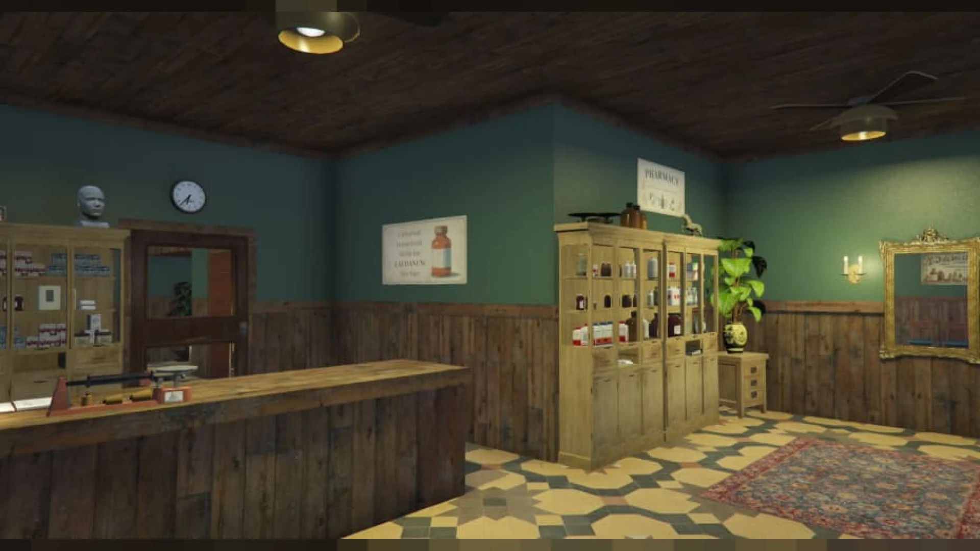 Vintage pharmacy MLO drugstore interior with shelves in Grapeseed FiveM — view 2
