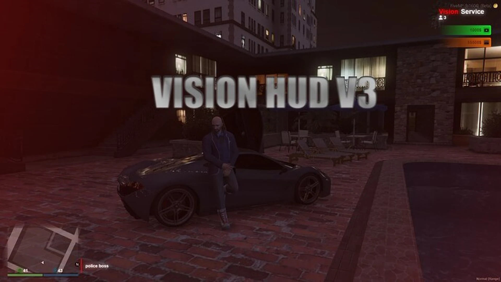 Vision HUD V3 roleplay status interface for FiveM