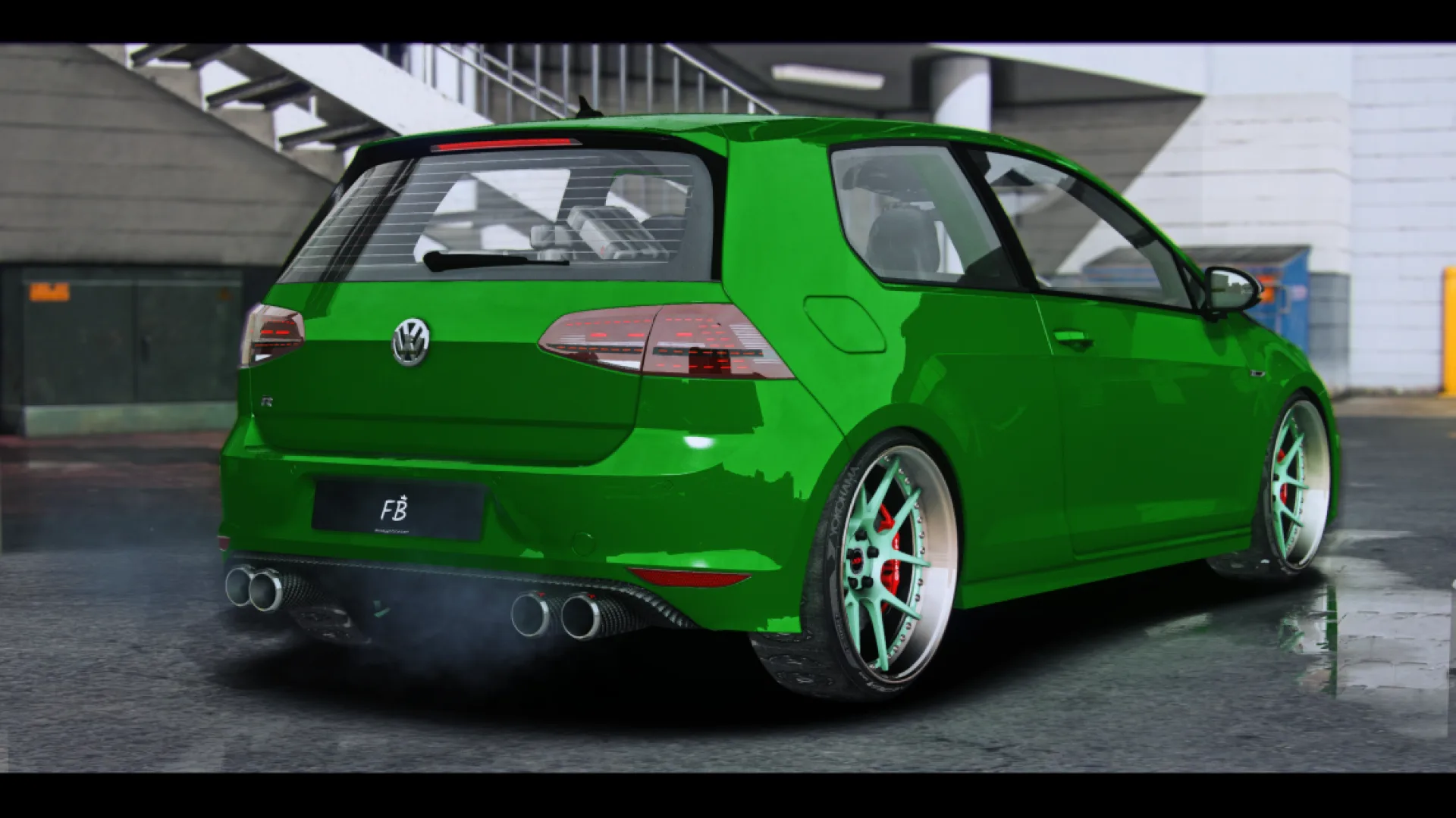 Volkswagen Golf R Stage 1 FB Customs front view - FiveM real-brand car
