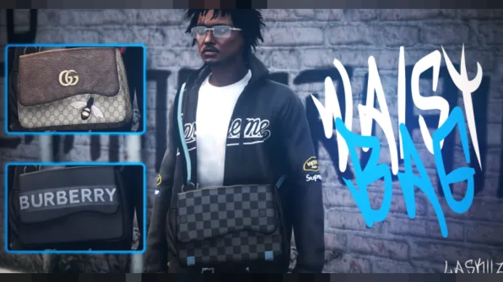 Waist bag crossbody accessory shown on a FiveM freemode character