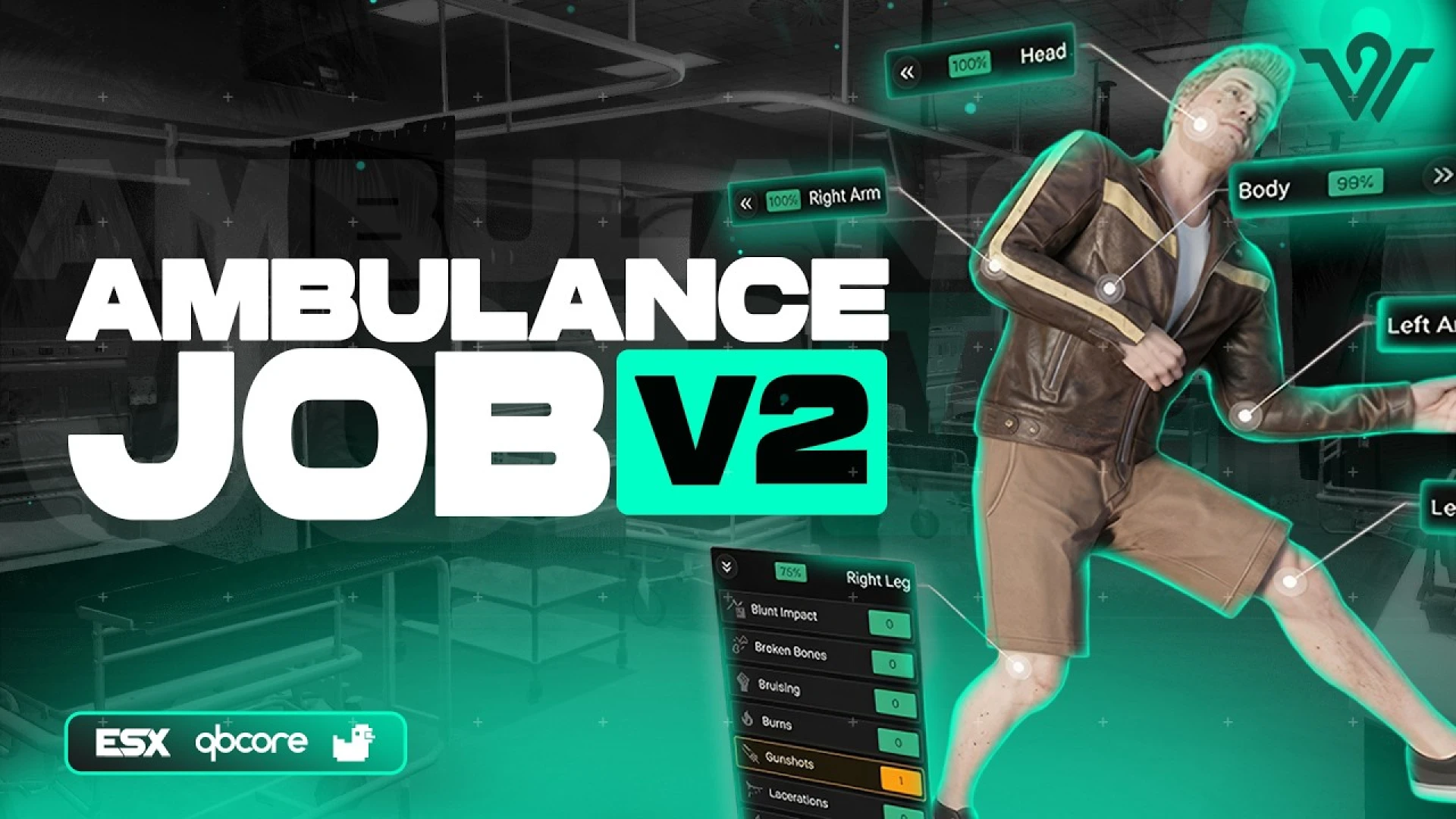 Wasabi Ambulance Job FiveM script — wasabi ambulance EMS gameplay with stretcher