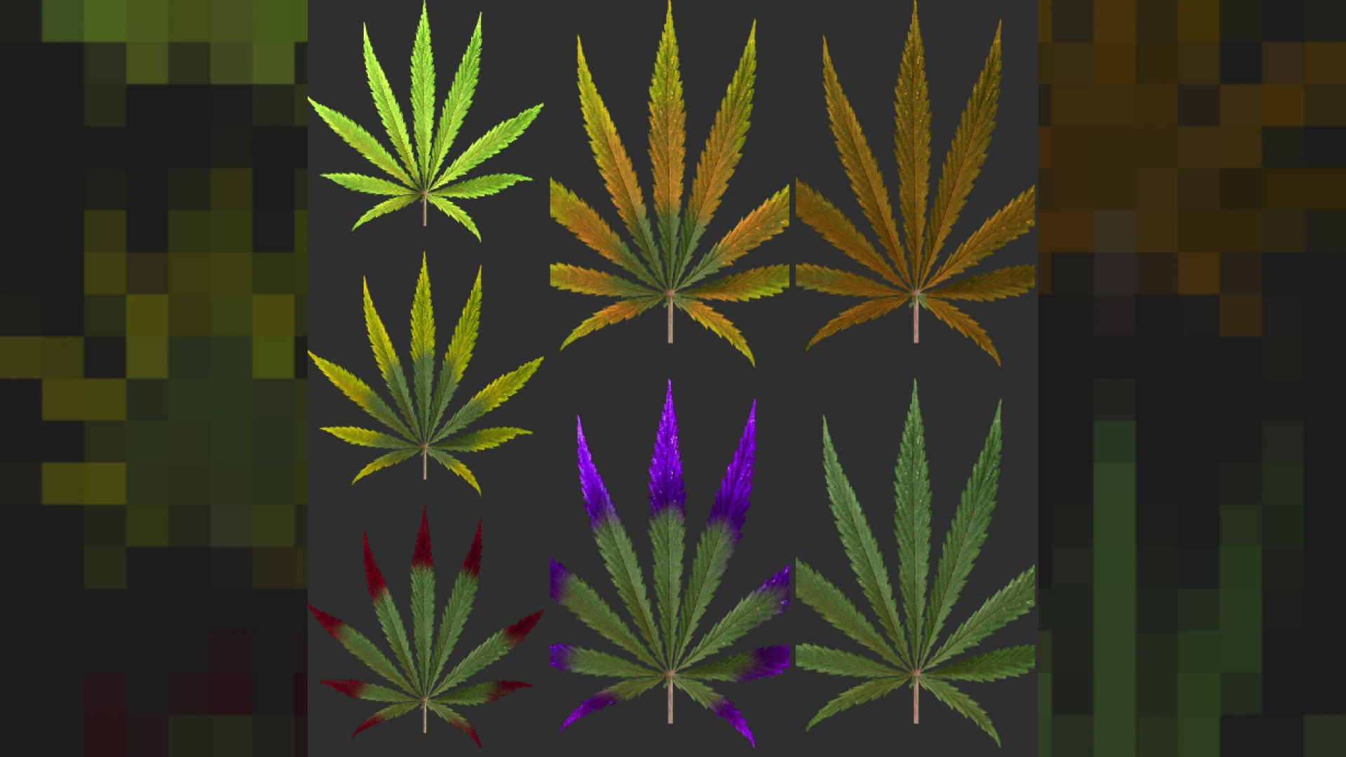 Weed props pack showing seven cannabis strains in FiveM — view 2