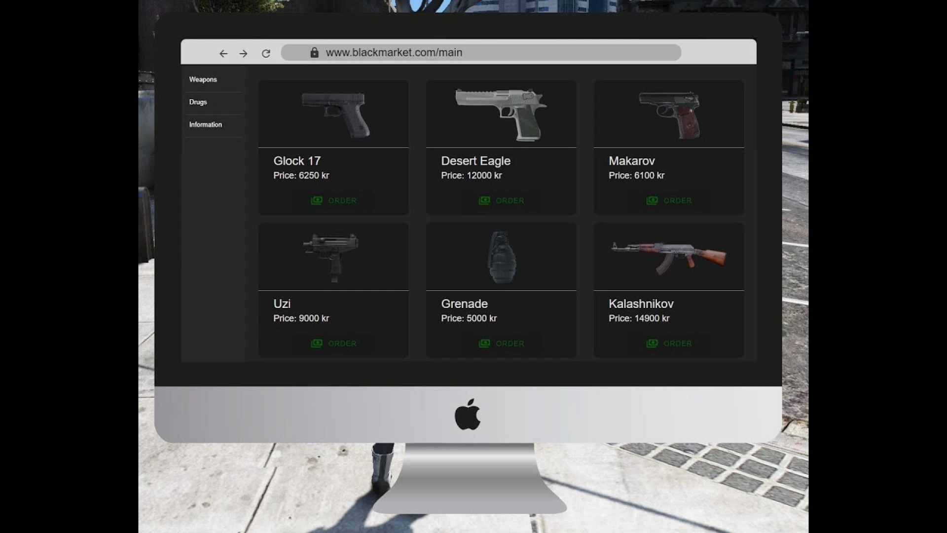 Westman blackmarket dealer interface with illegal goods in a FiveM server