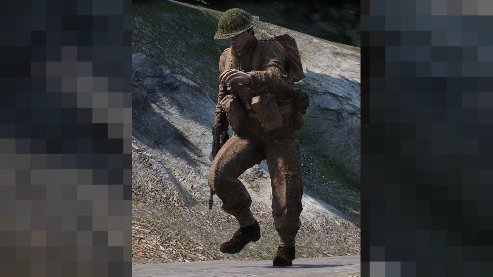 WW2 British infantry pack uniform on a FiveM character — view 2