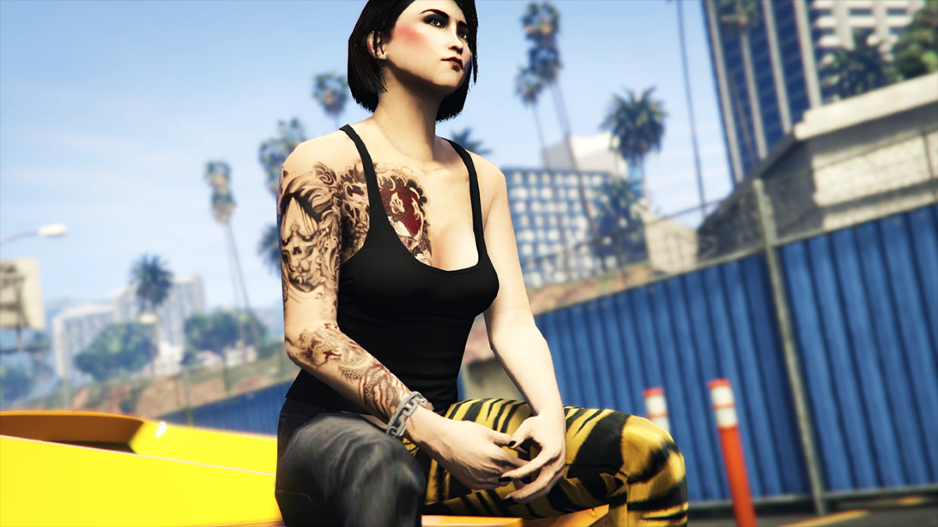 yakuza tattoos full-body irezumi on a GTA V character