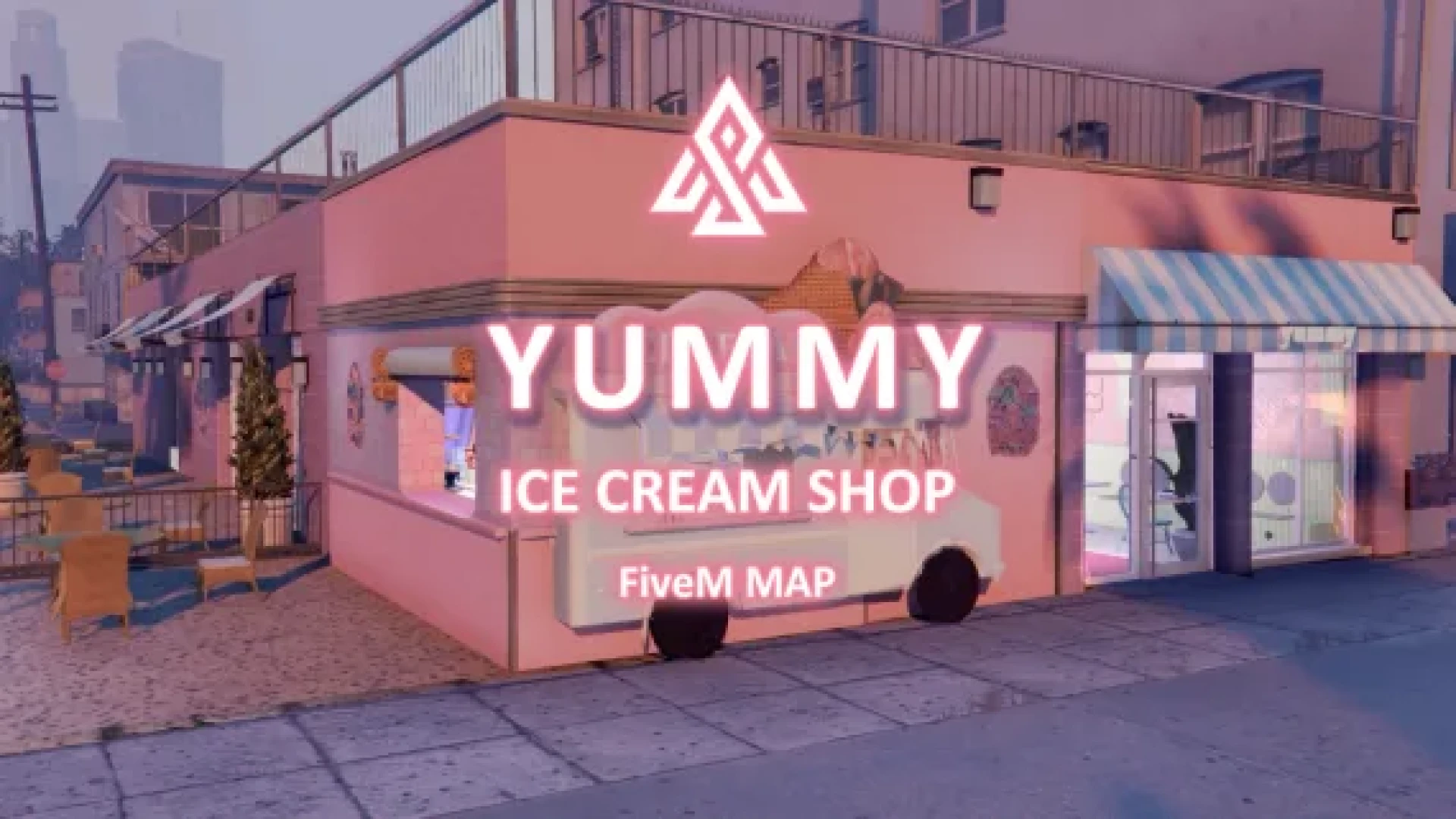 Ice cream shop mlo scoop counter with a colorful display freezer