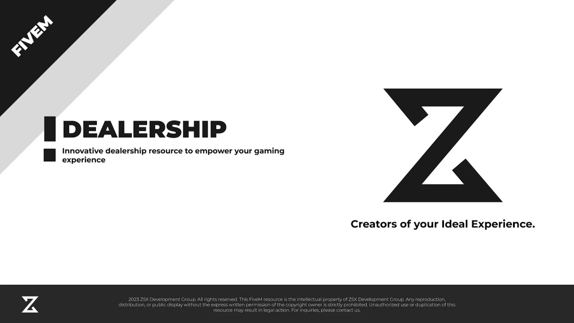ZSX Dealership FiveM car dealership — showroom with vehicles