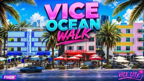 10 Store Vice Ocean Walk MLO - city and public MLO for FiveM GTA 5 roleplay