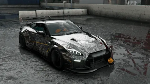 2017 Nissan GTR R35 FiveM add-on car on a city street
