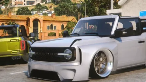 2022 Ford Bronco Widebody front view - FiveM tuned car