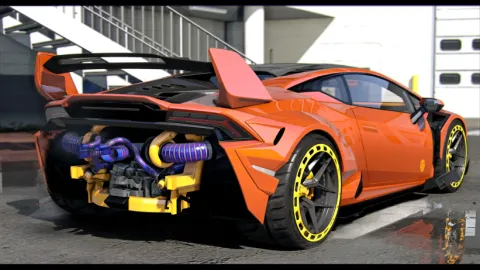 2023 Twin Turbo Widebody Huracan Tecnica Castillo Mods 1 front view - FiveM tuned car