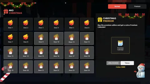 Advanced Christmas Calendar reward interface with festive doors in FiveM