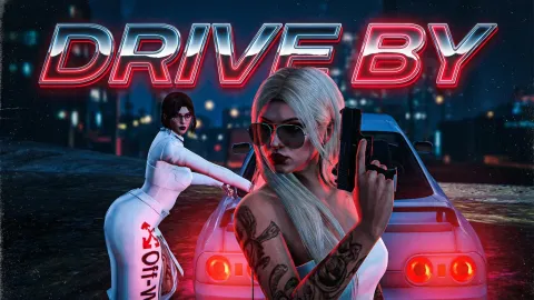 Advanced Driveby FiveM script showing 360-degree lean-out vehicle combat