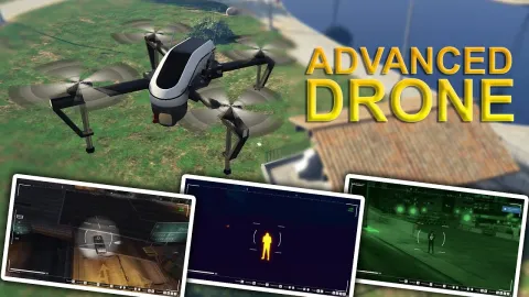 Advanced Drone FiveM drone script — controllable camera drone flying over the city