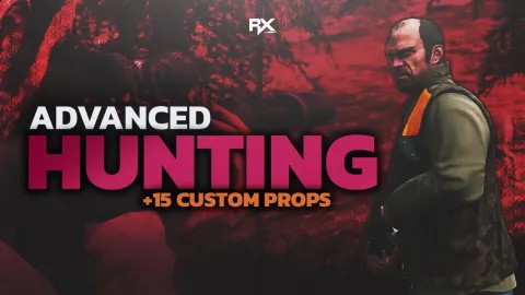 Advanced hunting script tracking an animal in a FiveM wilderness — view 2