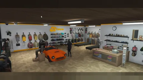 All Bincos Reworked MLO clothing store interior with racks in FiveM