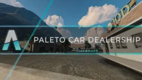 Paleto Car Dealership showroom floor with display vehicles in FiveM