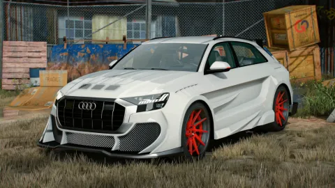Audi Q8 luxury SUV parked outside a FiveM apartment