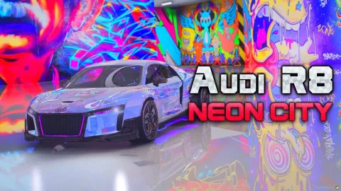 Audi R8 Neon City animated add-on car in FiveM