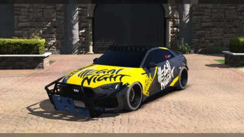 Audi RS5 night livery car for FiveM under street lights