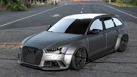 Audi RS6 Avant Prior widebody FiveM add-on super-wagon on the highway