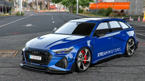 Audi RS6 C8 Avant super-wagon parked in a FiveM garage