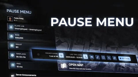 Balbo pause menu clean interface with server info in FiveM — view 2